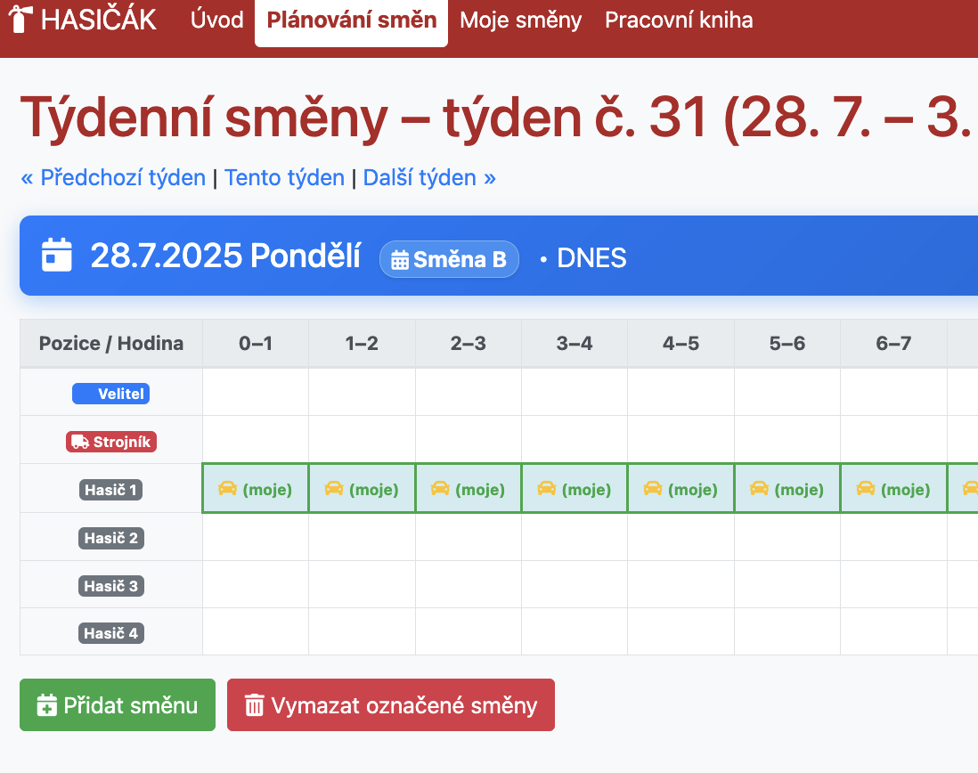 Kalendář směn